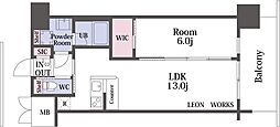 プレジオ梅田 1LDKの間取図画像