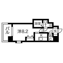 フロントフィールド天王寺 1Kの間取図画像