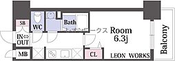プレサンスザ天王寺逢阪トゥルー 1Kの間取図画像