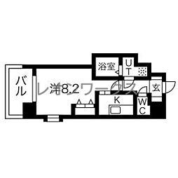 フロントフィールド天王寺 1Kの間取図画像