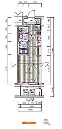 プレサンス天王寺ノースヴィアーレ 1Kの間取図画像