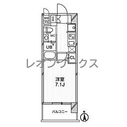 エグゼ天神橋 1Kの間取図画像