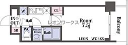 ソルテラス大阪BAY STATION SIDE 1Kの間取図画像