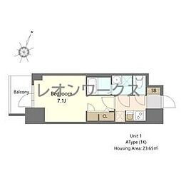 S-RESIDENCE阿波座bouncy 1Kの間取図画像
