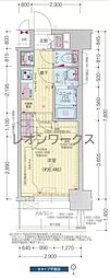 プレサンス堺筋本町エグゼブラン 1Kの間取図画像