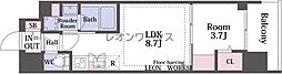 アーバネックス難波west 1DKの間取図画像