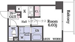 LEONVARIE天王寺北 1Kの間取図画像