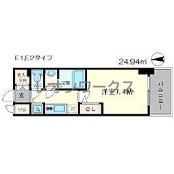 エスリード松屋町サウス 1Kの間取図画像