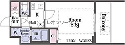 プレサンス谷町九丁目駅前 1Kの間取図画像