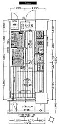 エステムコートナンバウエストサイド3ドームシティ 1Kの間取図画像