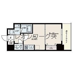 S-RESIDENCE阿波座WEST 1DKの間取図画像
