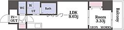 アーバンパーク新大阪 1LDKの間取図画像
