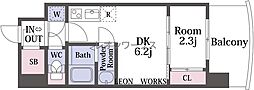 セレニテ梅田北グランデ 1DKの間取図画像