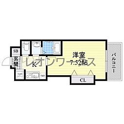 Luxe天神橋 1Kの間取図画像