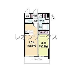 ディームス江坂 1LDKの間取図画像