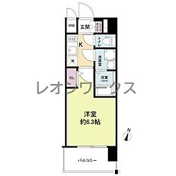 エスリードRESIDENCE大阪福島CITYWEST 1Kの間取図画像
