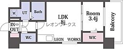 ミラージュパレス難波幸町 1LDKの間取図画像