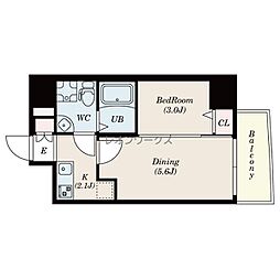 セレニテ上町台 1LDKの間取図画像