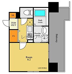 ラグゼ難波イースト 1Kの間取図画像