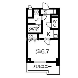 エス・レジデンス・ナンバ・ヴィアーレ 1Kの間取図画像
