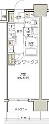 クレストコート靭公園 1Kの間取図画像