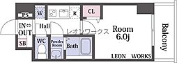 ArtizA瓦屋町II 1Kの間取図画像