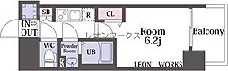 Alivis福島海老江 1Kの間取図画像