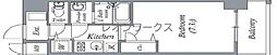 プランドール北浜 1Kの間取図画像