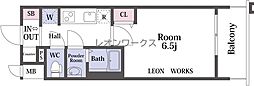 プレサンス朝潮橋ベイ・ブリーズ 1Kの間取図画像