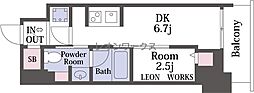 ルネフラッツ松屋町駅前 1DKの間取図画像