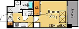 スプランディッド新大阪DUE 1Kの間取図画像