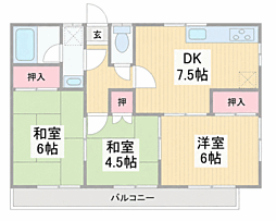 コーポウエタケ 3DKの間取図画像
