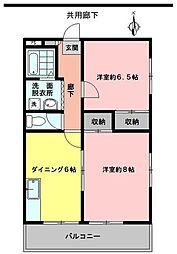 ミキハイツ 2DKの間取図画像