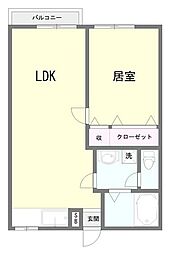 サンハイム堀江2 1LDKの間取図画像