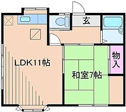 吉田コーポ第2 1階1LDKの間取り