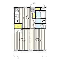 モチヤレジデンス1 2DKの間取図画像
