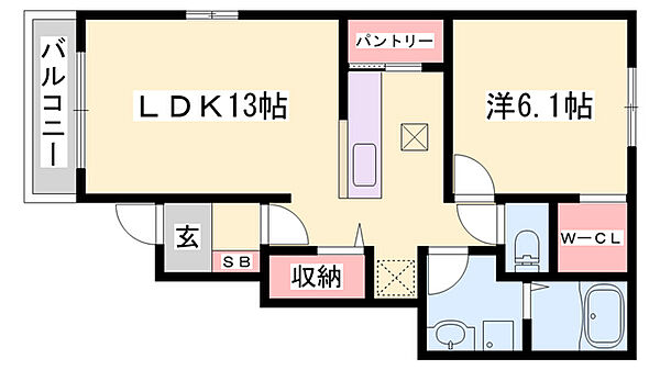 ペールメゾンＡ ｜兵庫県姫路市飾東町庄(賃貸アパート1LDK・1階・45.77㎡)の写真 その2