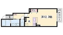 アライブカーサ1 ワンルームの間取図画像