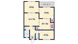 高砂竜山ビル 3階4DKの間取り
