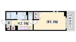 サンクレメントB 1Kの間取図画像