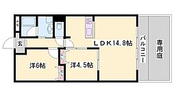 ECO　NISHIFUTAMI 1階2LDKの間取り