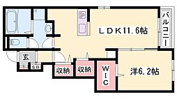 さざんか 1階1LDKの間取り