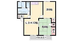 サンパティック御立B棟 2LDKの間取図画像
