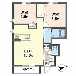 シャーメゾン　チーロ 1階2LDKの間取り