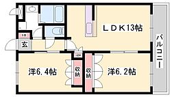 ホワイトベル 2LDKの間取図画像