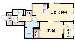 フェリア垣内 1LDKの間取図画像