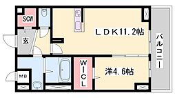 さくら三左衛門堀 1LDKの間取図画像