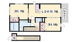 リヴェールフォスター 1LDKの間取図画像