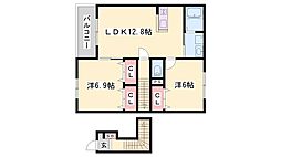 グランドソレイユ前垣内1 2LDKの間取図画像
