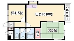 ベネフィス粟津 2LDKの間取図画像